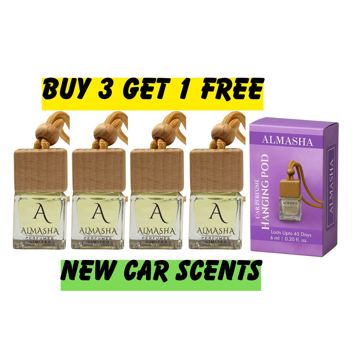 Buy 3 Get 1 FREE | Premium Car Air Freshener Combo β New Car | Long-Lasting Fragrance for Cars