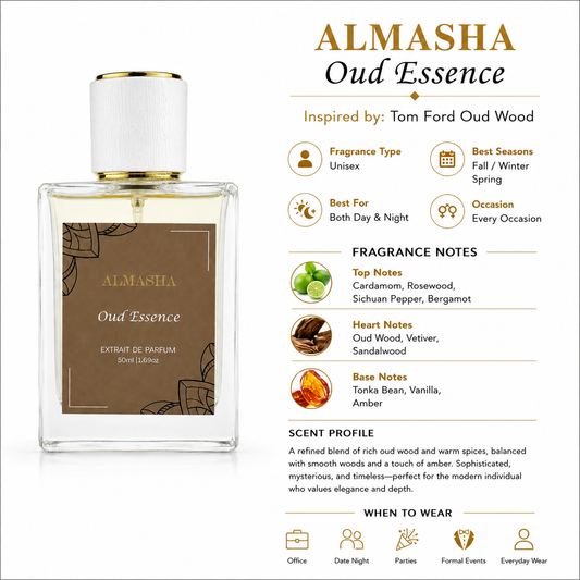 Almasha Oud Essence — Inspired by Tom Ford Oud Wood