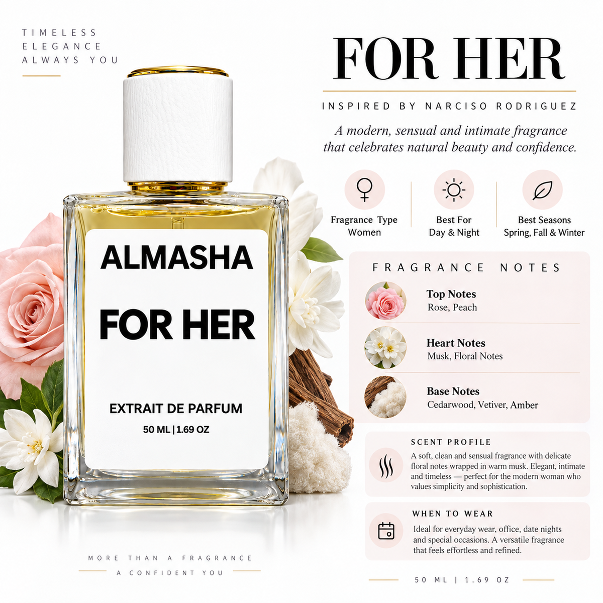 For Her Inspired by Narciso Rodriguez – 50ml Extrait de Parfum
