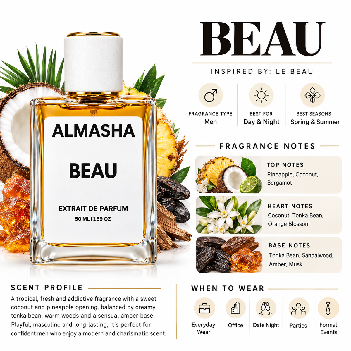 Beau Inspired by Le Beau Jean Paul Gaultier – 50ml Extrait de Parfum