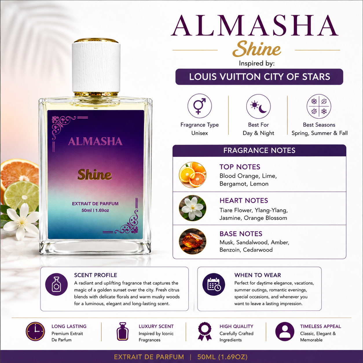 Shine - Unisex Extrait de Parfum | Inspired by Louis Vuitton City of Stars | 50ml