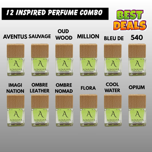 Combo pack of 12 Car Perfume Inspired By Luxury Fragrances