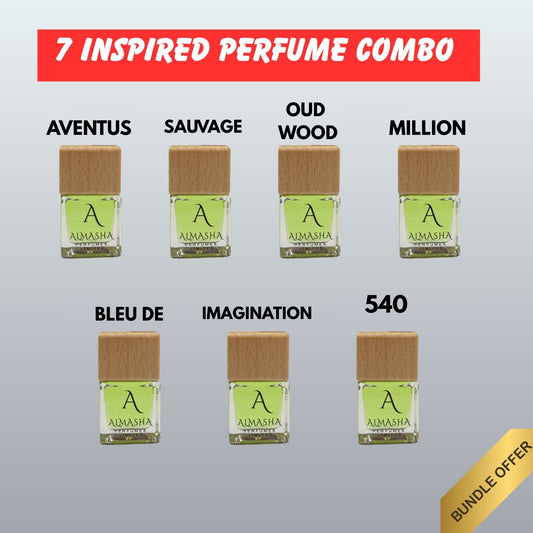 Combo pack of 7 Car Perfume  Inspired By Luxury Fragrances