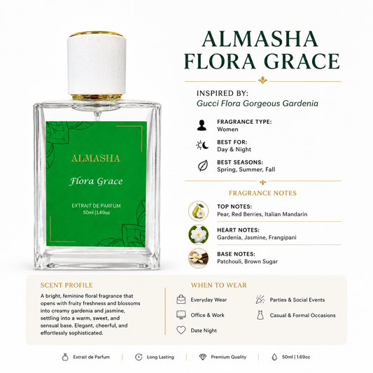 Almasha Flora Grace – Inspired by Gucci Flora 50ml Extrait de Parfum