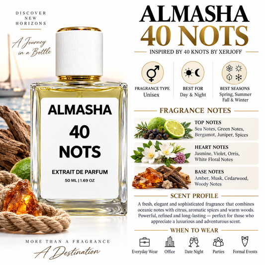 ALMASHA 40 NOTS – Inspired by 40 Knots by Xerjoff | Extrait de Parfum 50ml