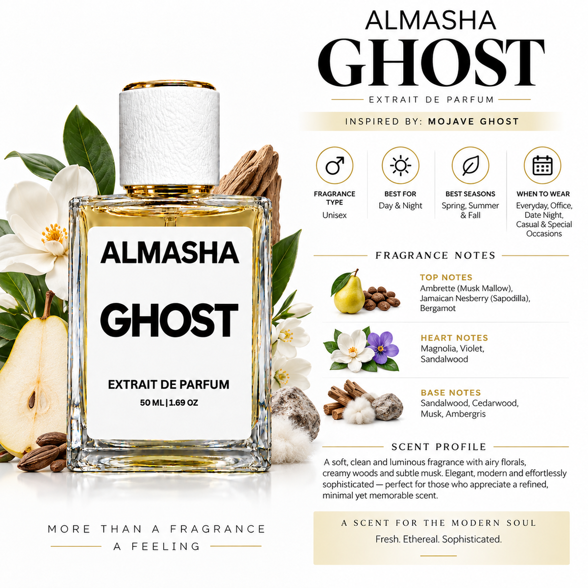 Ghost Inspired by Byredo Mojave Ghost – Extrait de Parfum 50ml