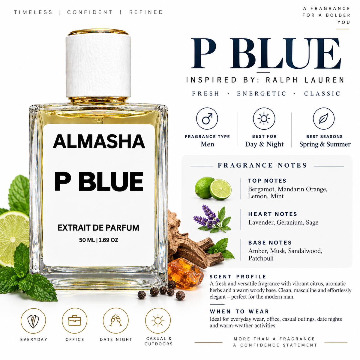 P Blue Inspired by Ralph Lauren Polo Blue 50ml