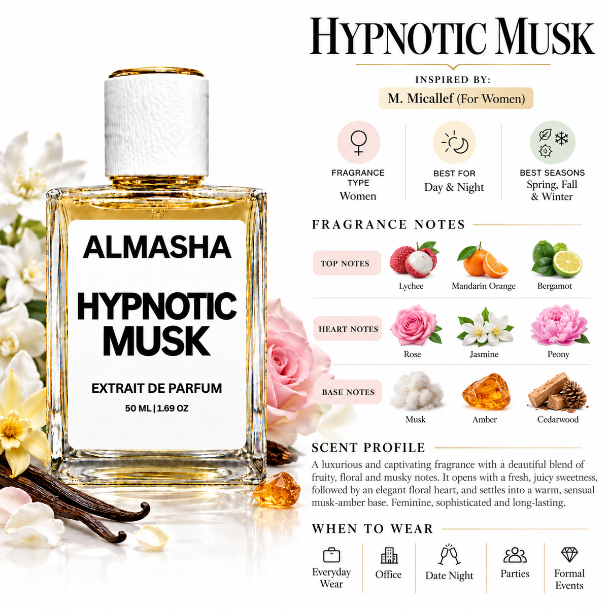 Hypnotic Musk Inspired by M. Micallef Hypnotic Musk – 50ml