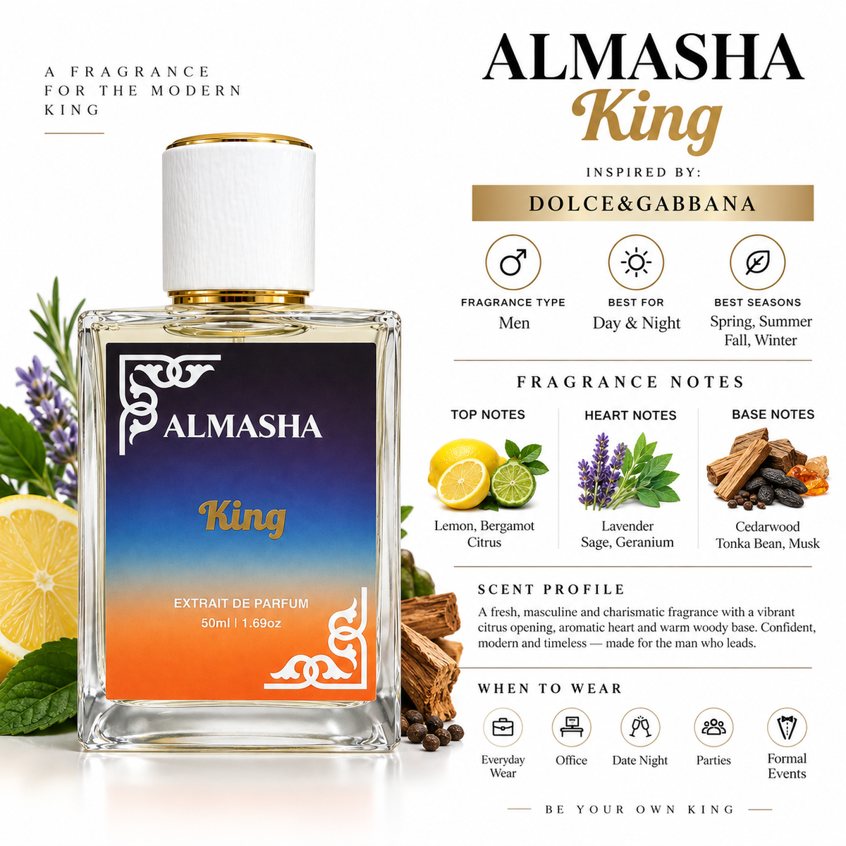 King Inspired by Dolce & Gabbana Pour Homme 50ml
