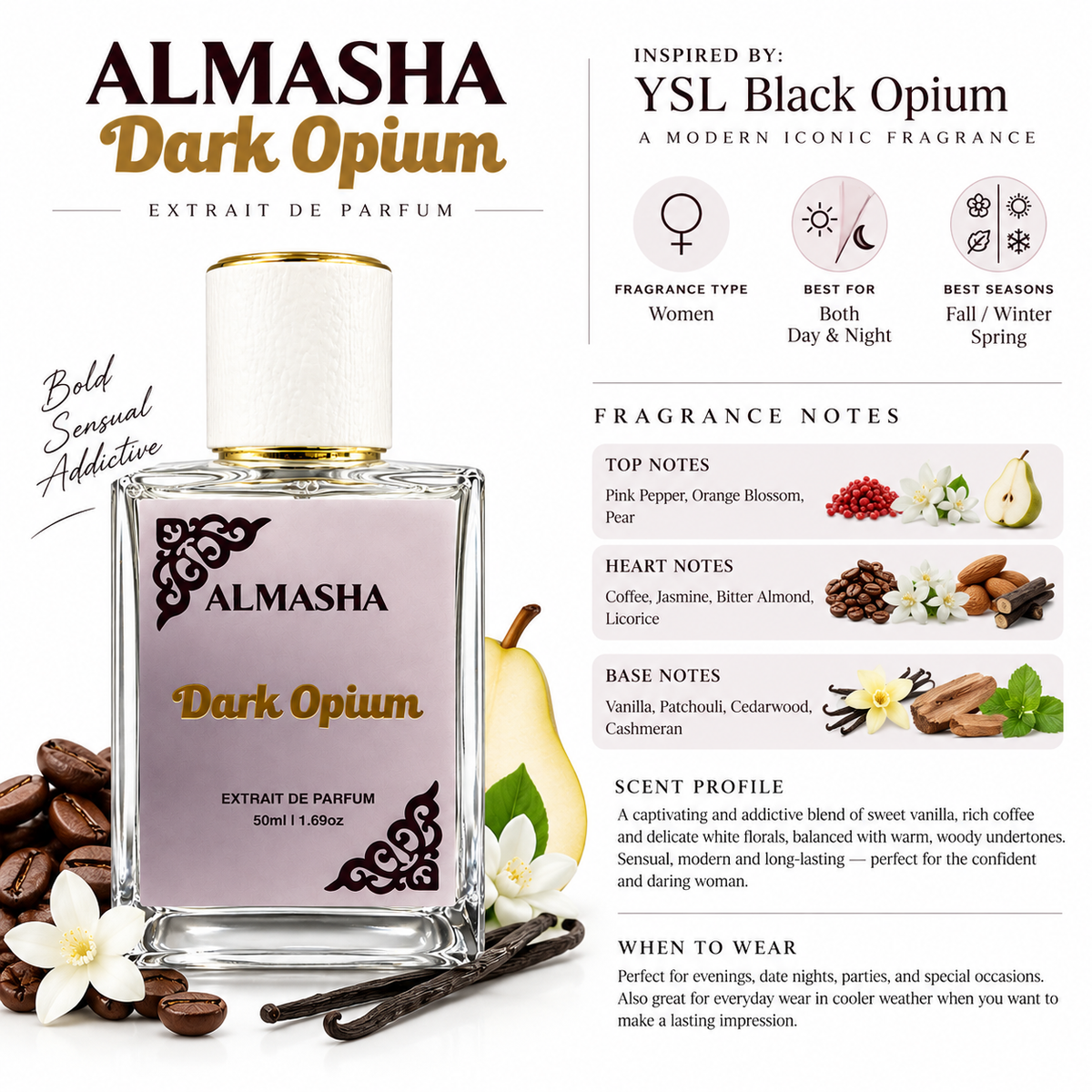 Dark Opium Extrait de Parfum 50ml – Inspired by YSL Black Opium