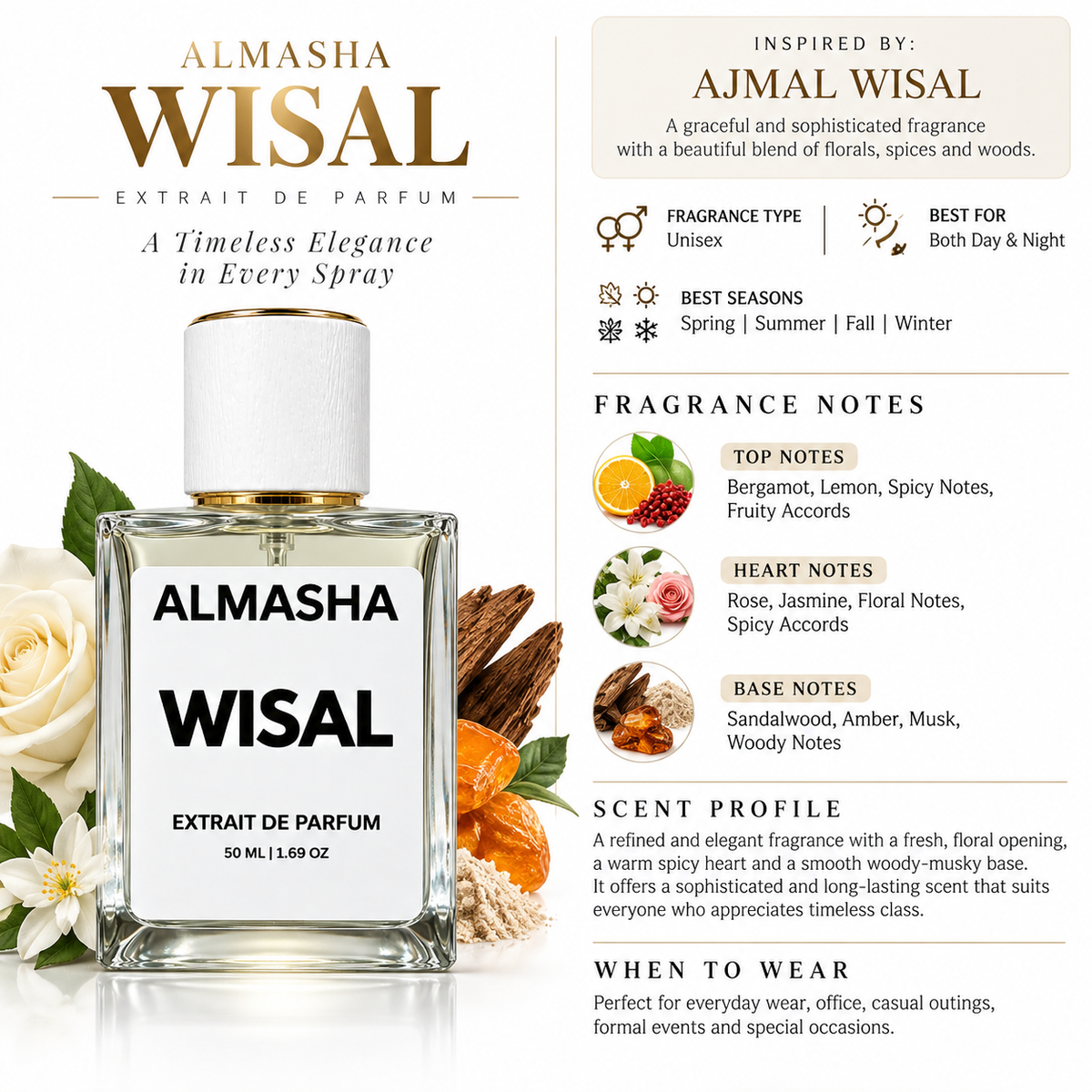 Wisal Inspired by Ajmal Wisal – Extrait de Parfum 50ml