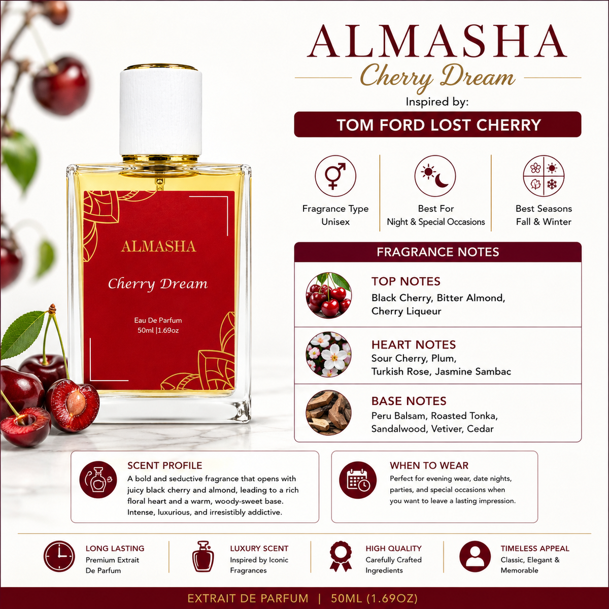 Cherry Dream - Unisex Extrait de Parfum | Inspired by Lost Cherry | 50ml