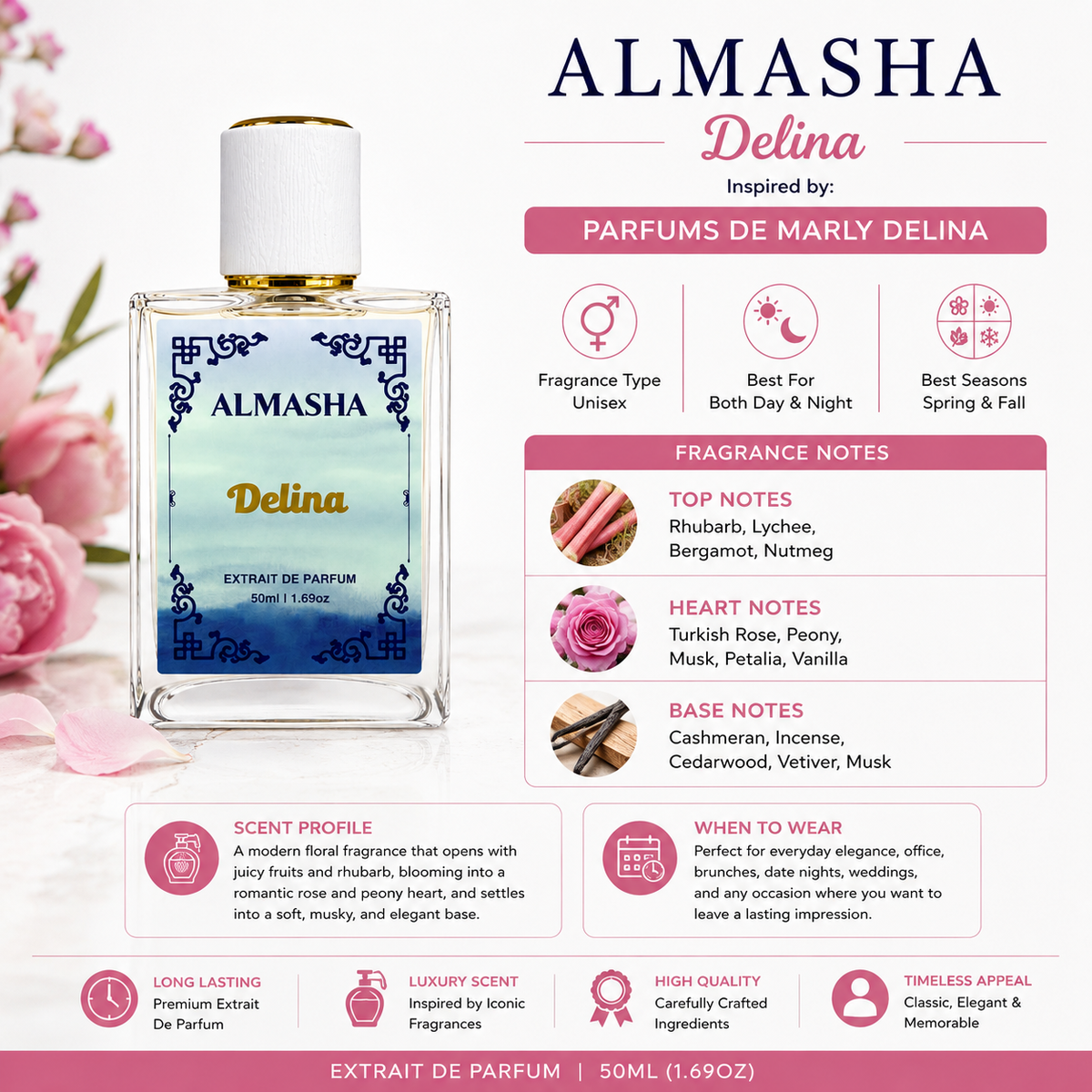 Delina - Women’s Extrait de Parfum | Inspired by Parfums de Marly Delina | 50ml