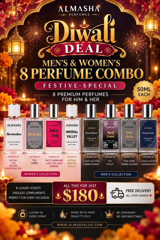 Diwali Deal – Men's & Women's 8 Perfume Combo | 50ml Each | $180
