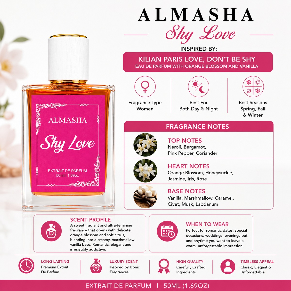 Shy Love - Women’s Extrait de Parfum | Inspired by Love, Don’t Be Shy | 50ml