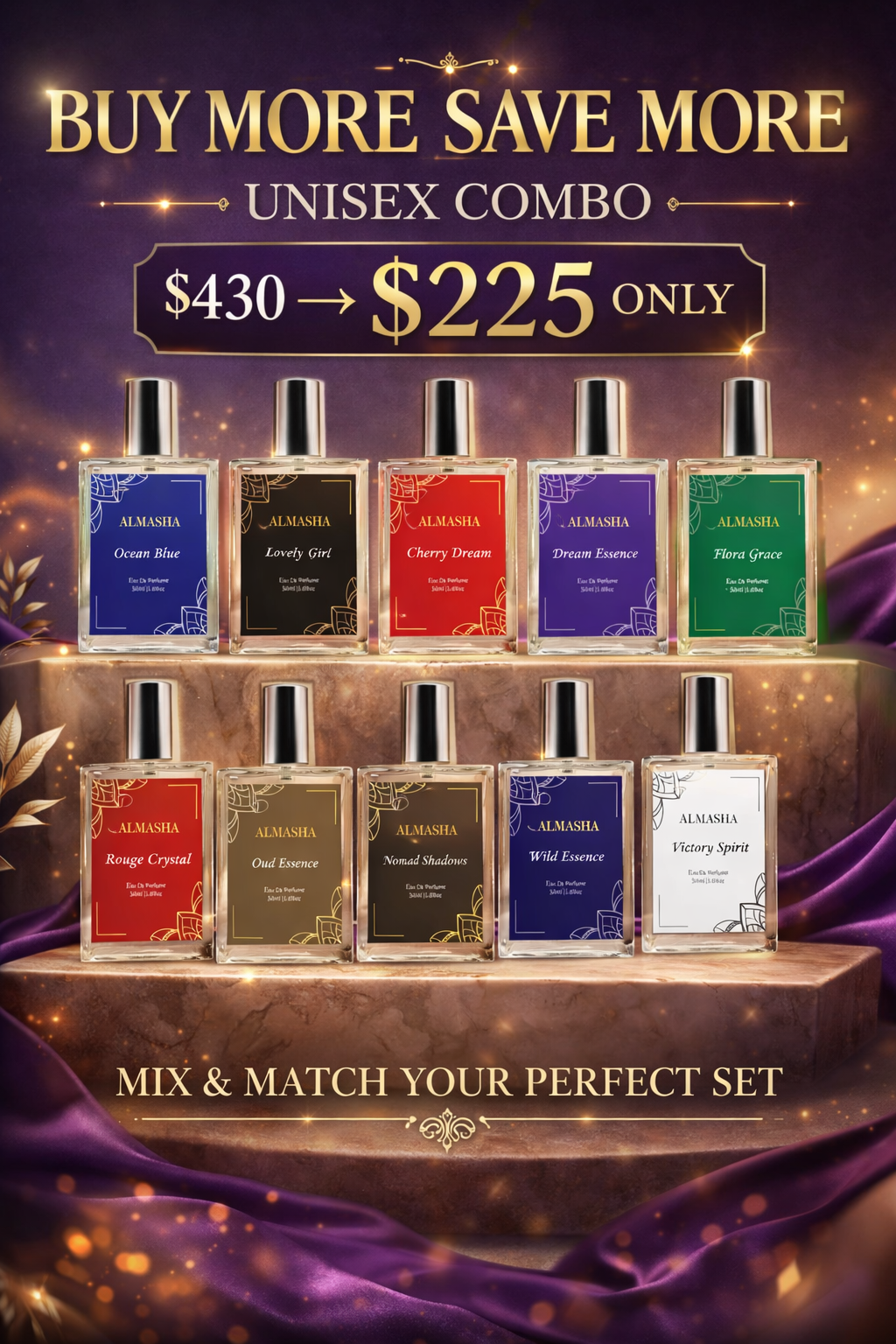 Buy More Save More Unisex Perfume Combo – 10 Premium Fragrances Luxury Attar Collection | Best Value Offer